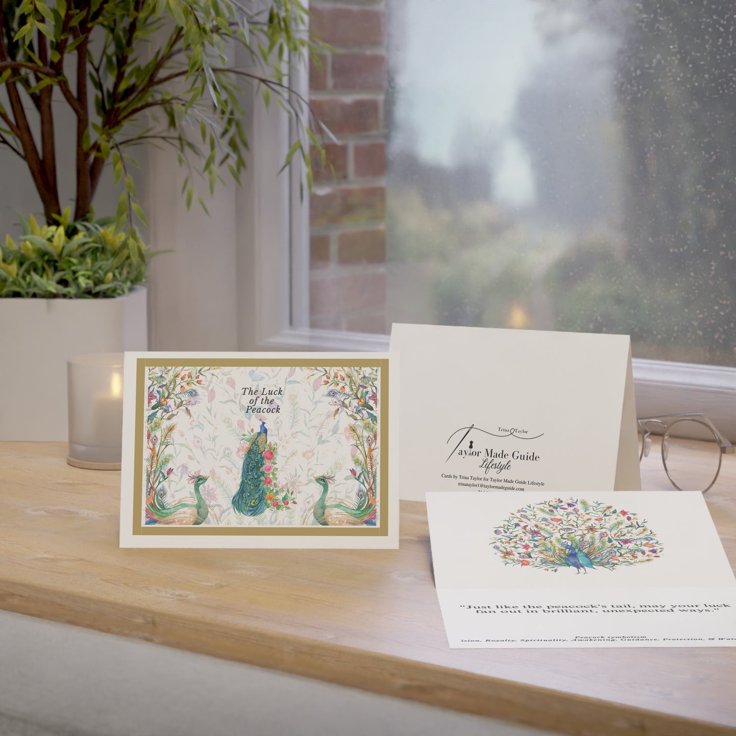 Lucky Peacock, Greeting Cards (1, 10, 30, and 50pcs)