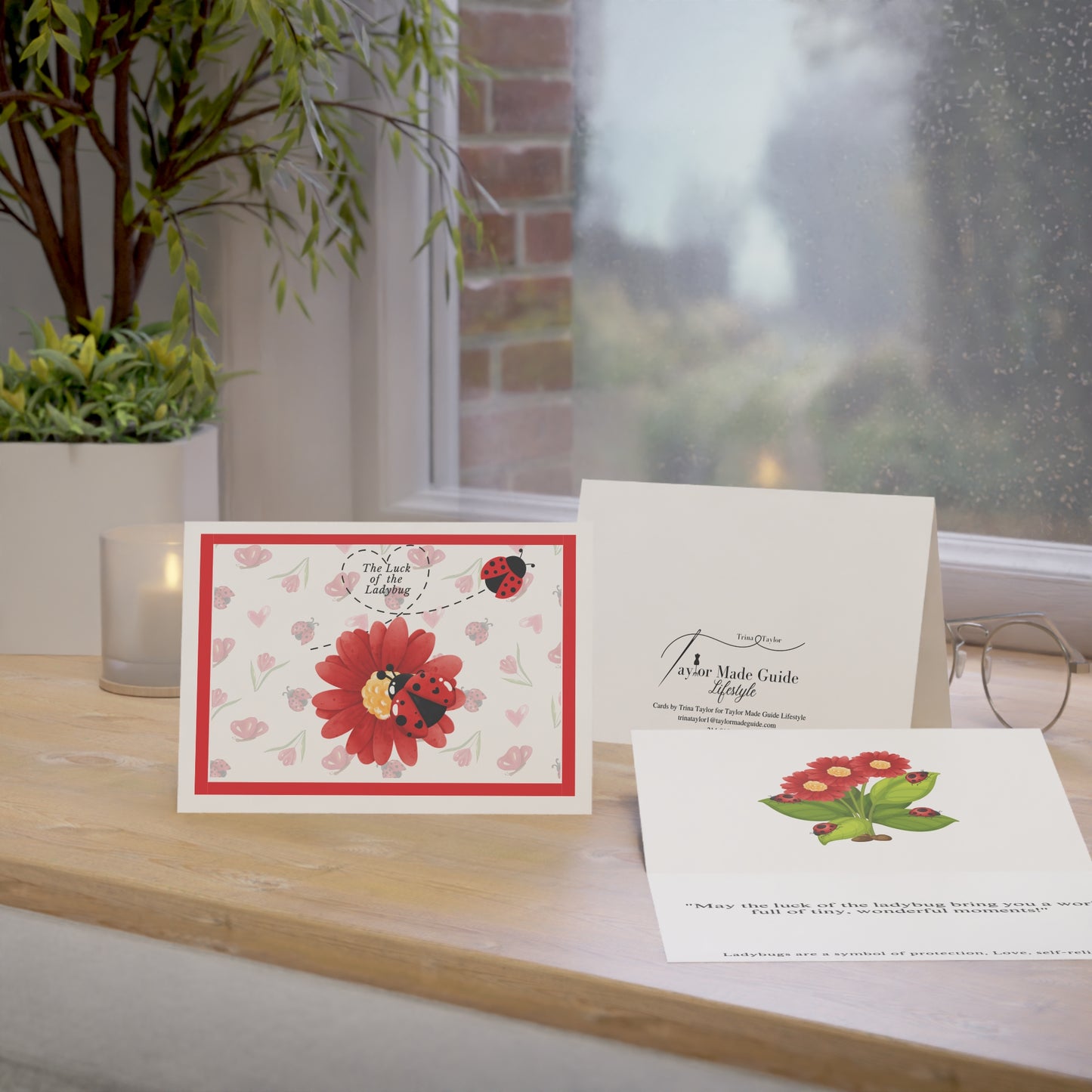 Lucky Ladybug, Greeting Cards (1, 10, 30, and 50pcs)