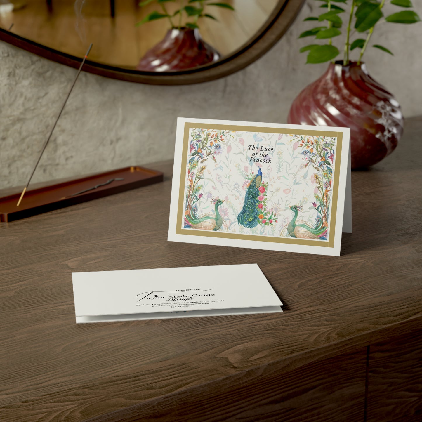 Lucky Peacock, Greeting Cards (1, 10, 30, and 50pcs)