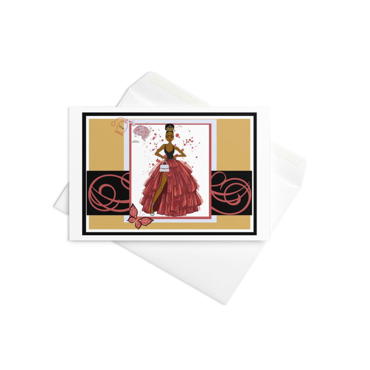 Evening Gown in Color, Silver Handbag